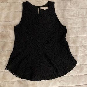 Black knit peplum with subtle leopard pattern size XS